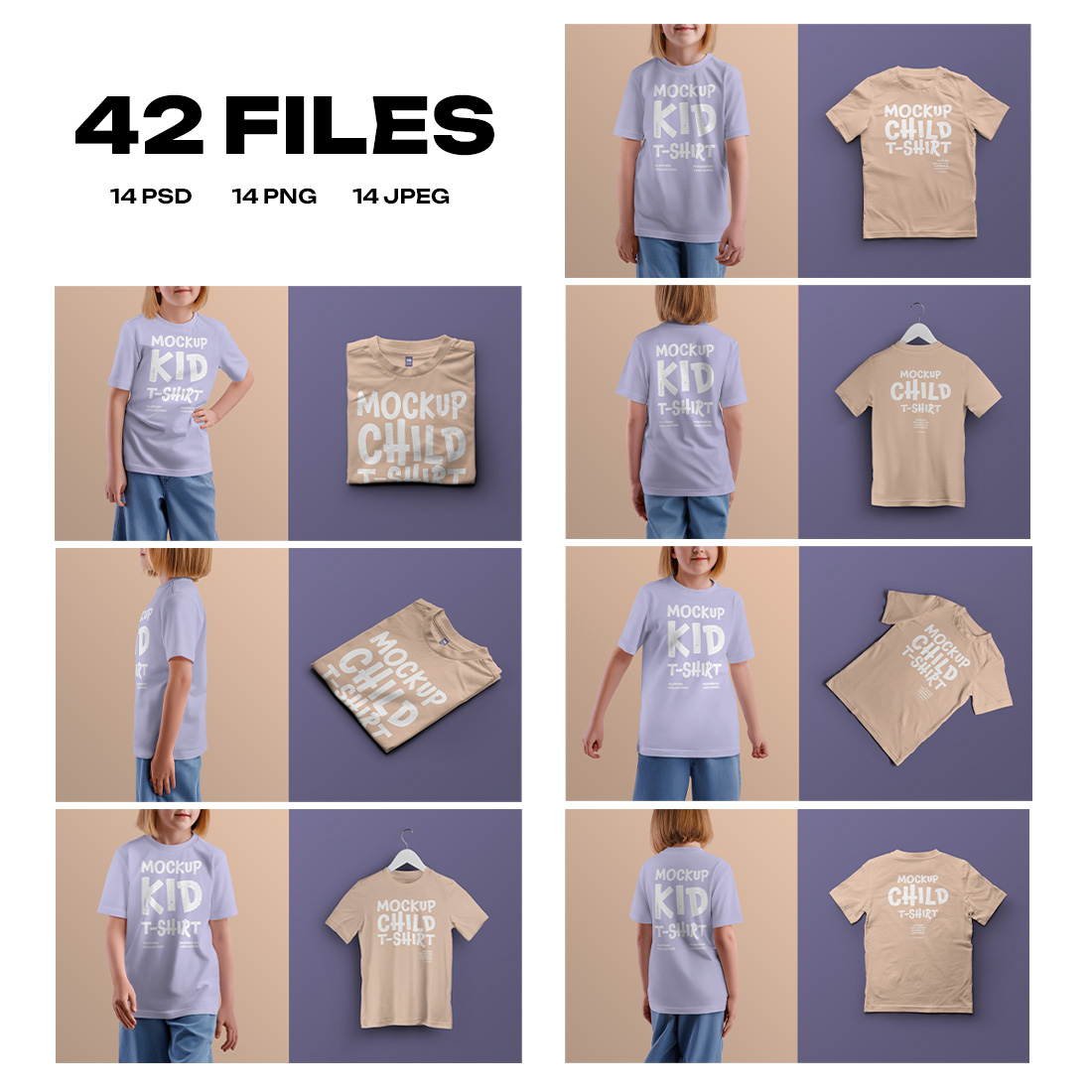 14 Mockups of a Children's T-shirt in Different Styles preview image.