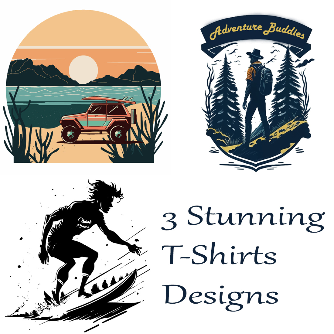 3 T-Shirts Designs for Tour preview image.