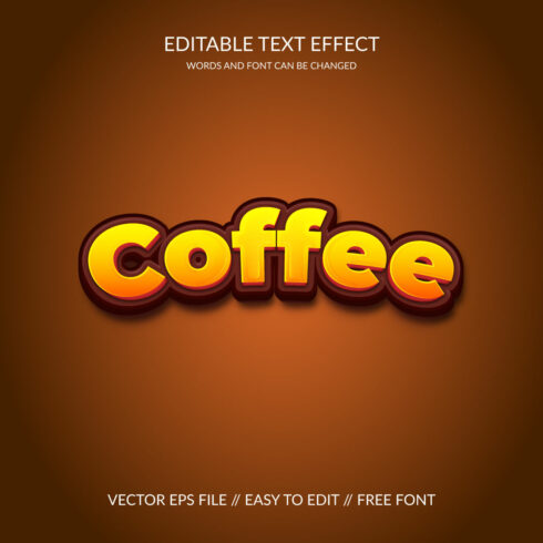 Coffee 3D Editable Vector Eps Text Effect cover image.