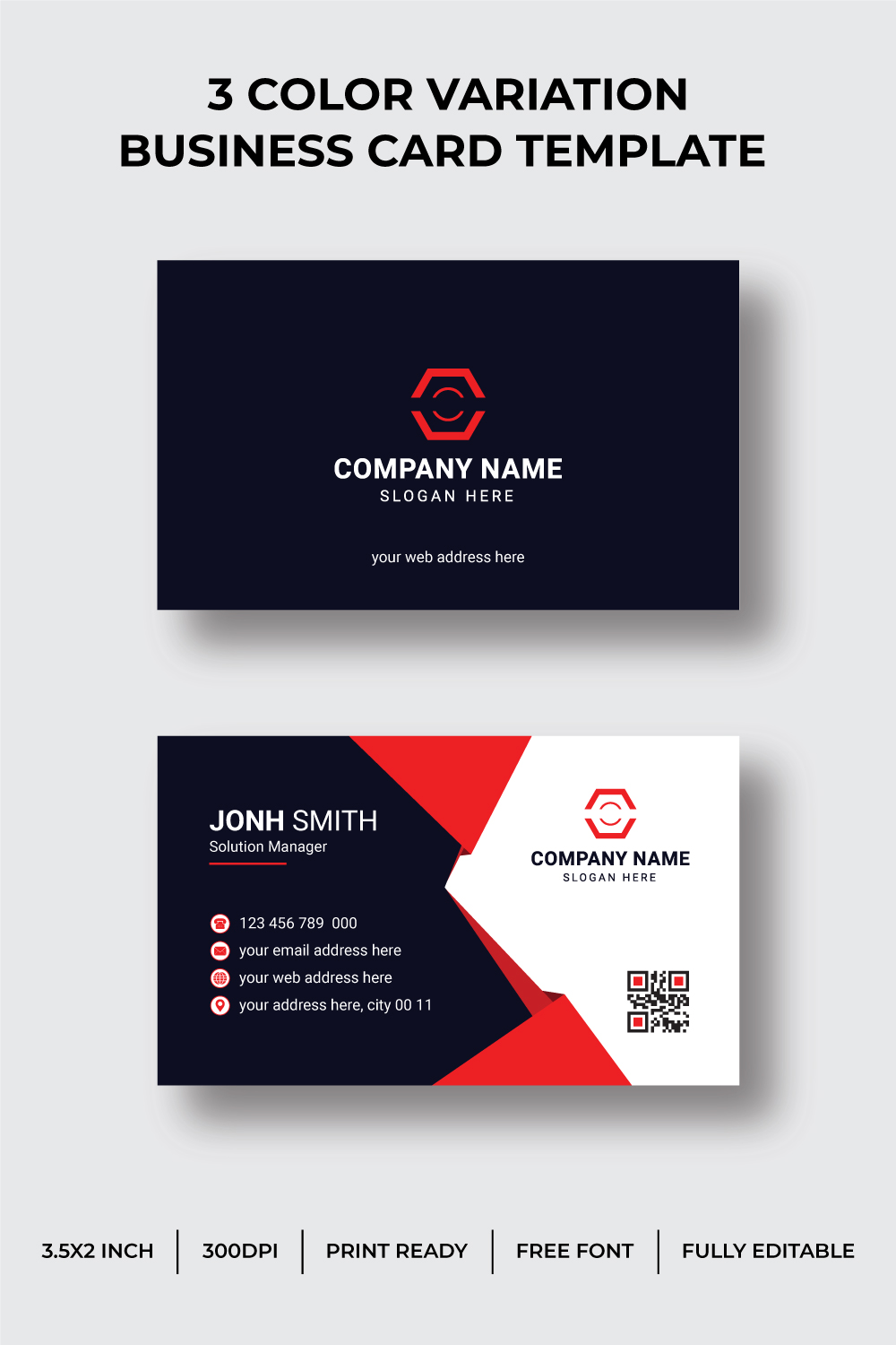 Modern Business Card Design Template pinterest preview image.