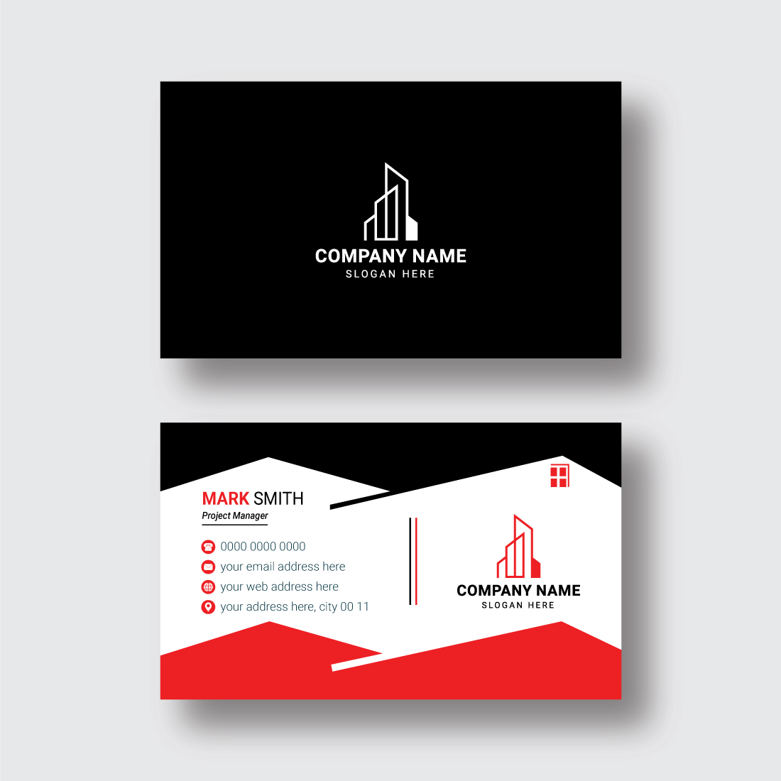 Real Estate Business Card Design Template preview image.