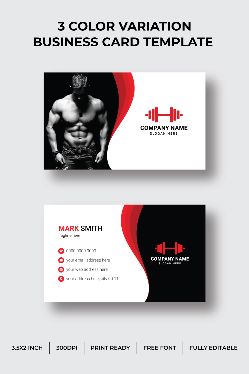 Business Card Design Template pinterest preview image.