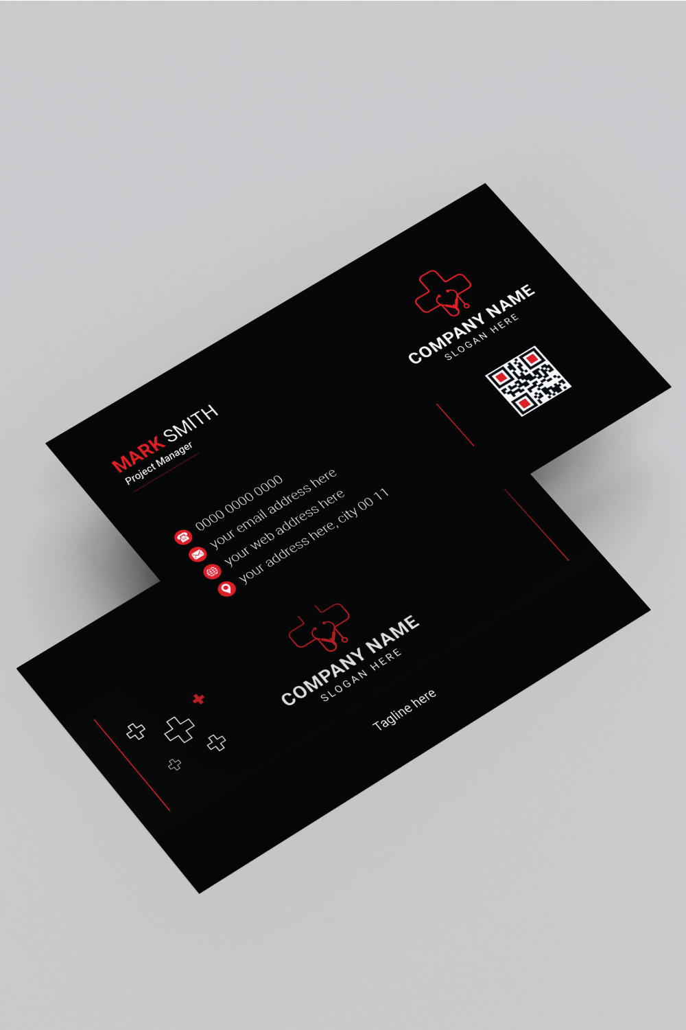 Medical Business Card Design Template pinterest preview image.