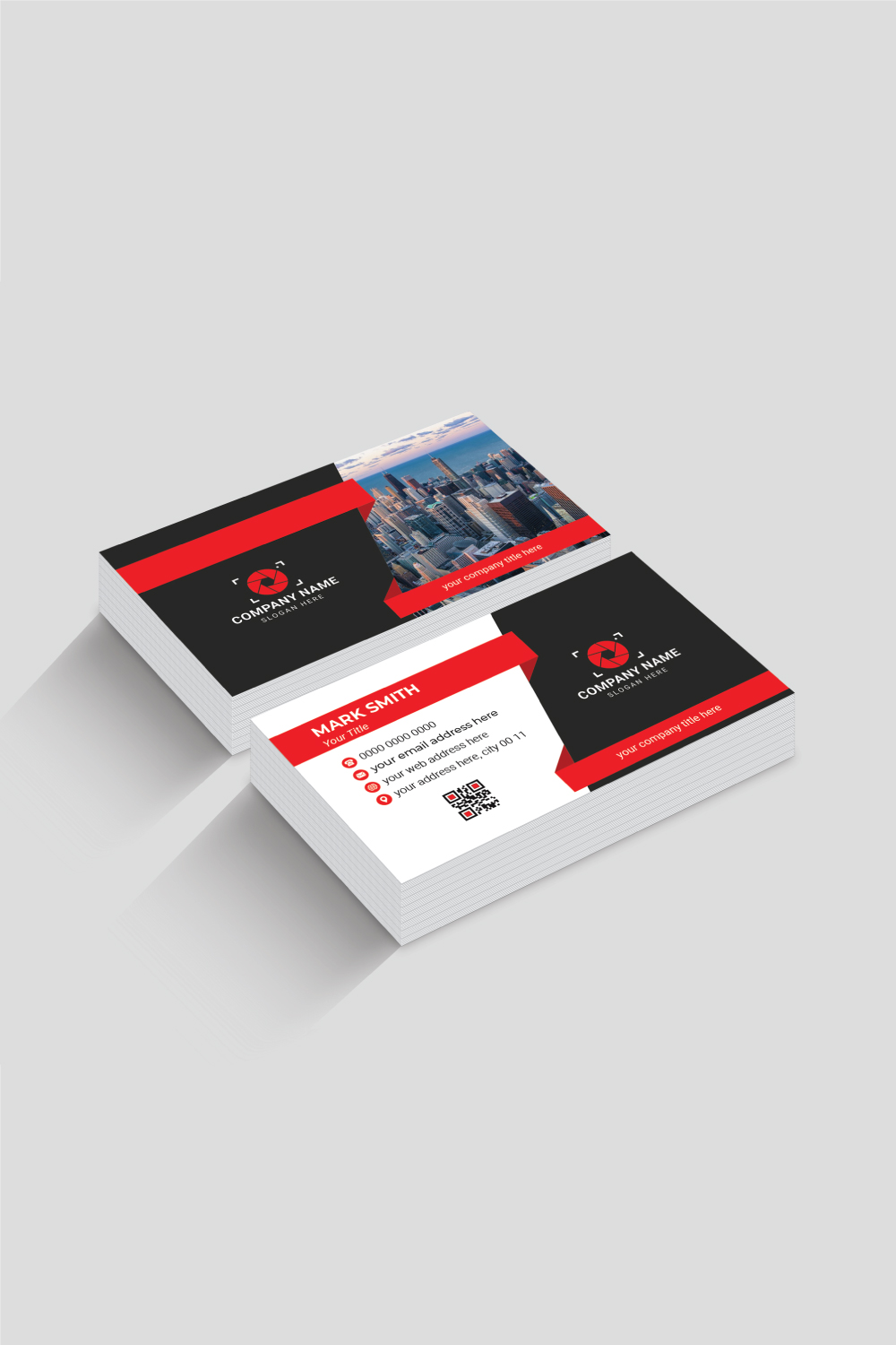 Corporate Business Card Design Template pinterest preview image.