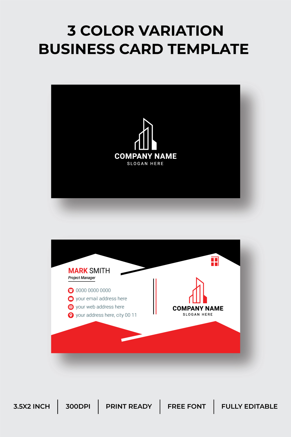 Real Estate Business Card Design Template pinterest preview image.