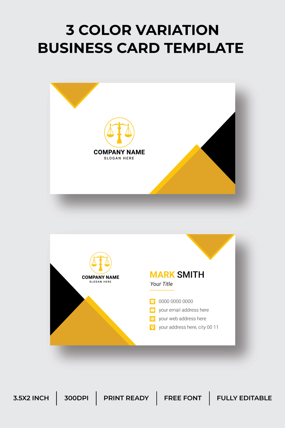 Corporate Business Card Design Template pinterest preview image.