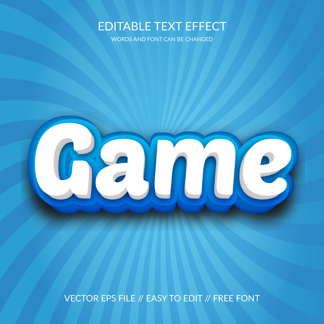 Game 3D Fully Editable Vector Eps Text Effect Template cover image.