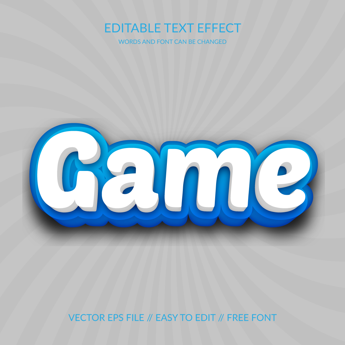 Game 3D Fully Editable Vector Eps Text Effect Template preview image.