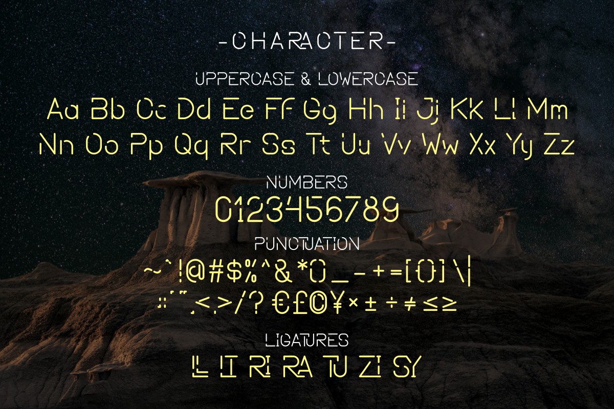 06 character uppercase lowercase numbers ligatures space future font preview 768