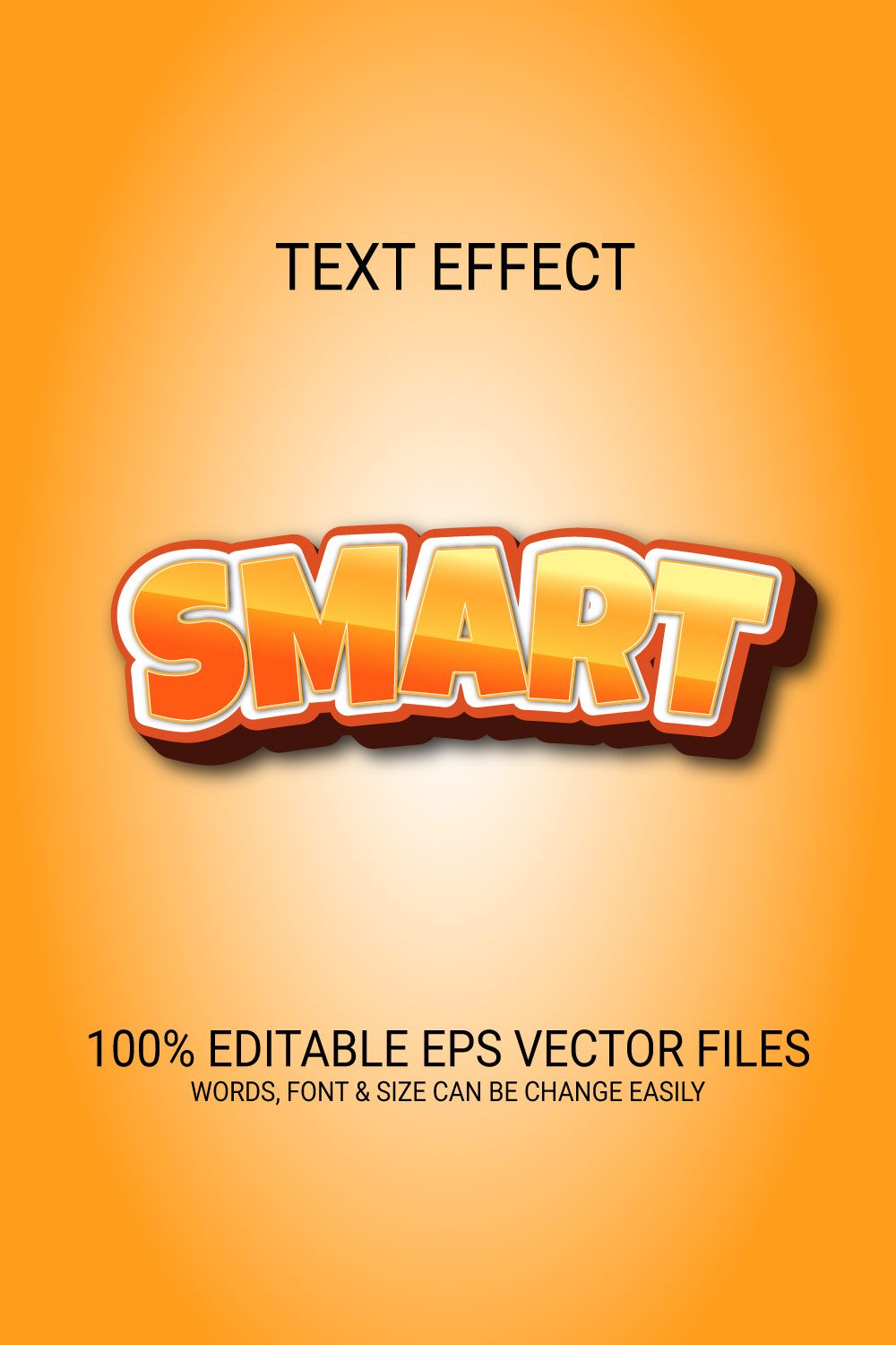 Smart 3D Fully Editable Eps Text Effect Design pinterest preview image.