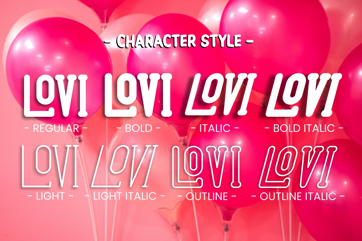 07 character styles lovi font with ballons background 521