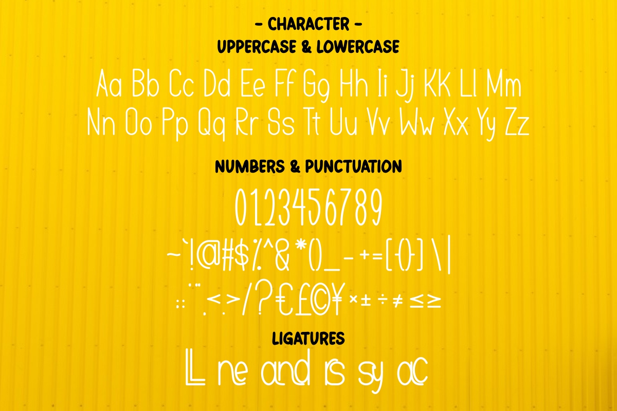 07 character uppercase lowercase number ligatures raline font preview 714