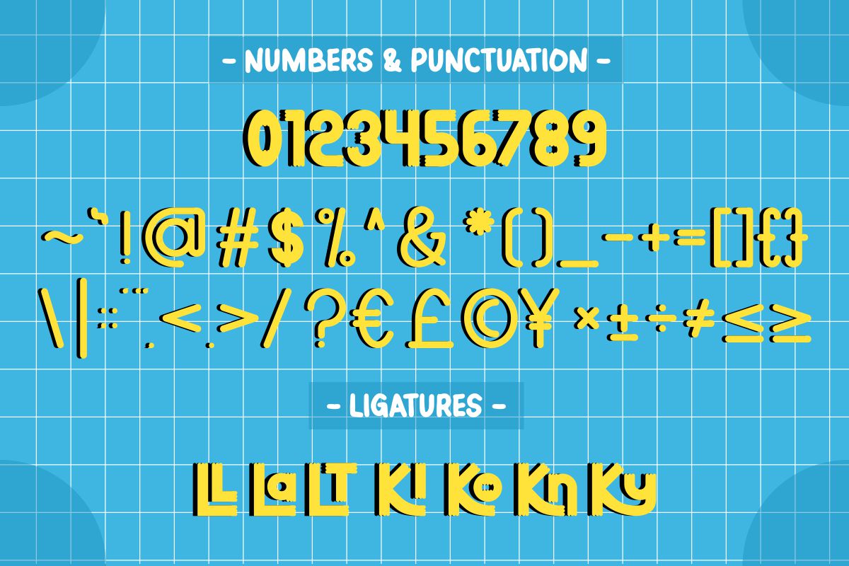 07 numbers punctuation ligatures hello duckies font 240