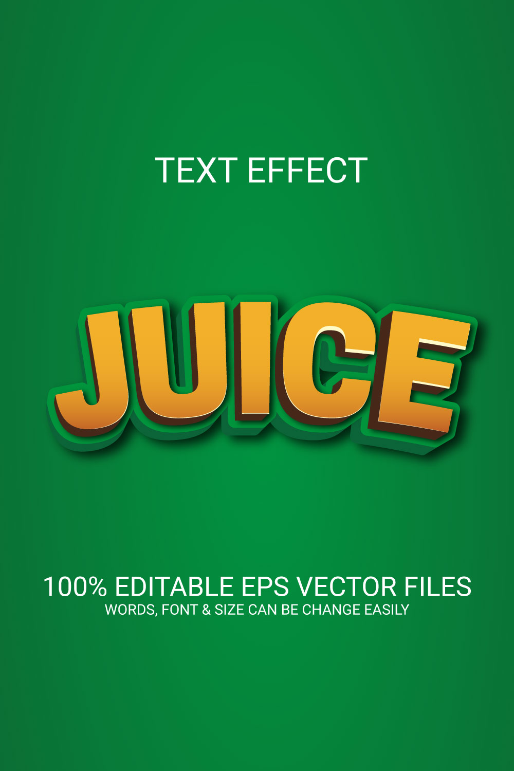 Juice 3D Vector Eps Text Effect Design pinterest preview image.