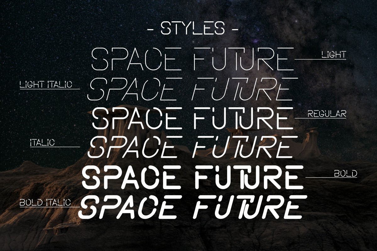 07 styles space future font preview 436