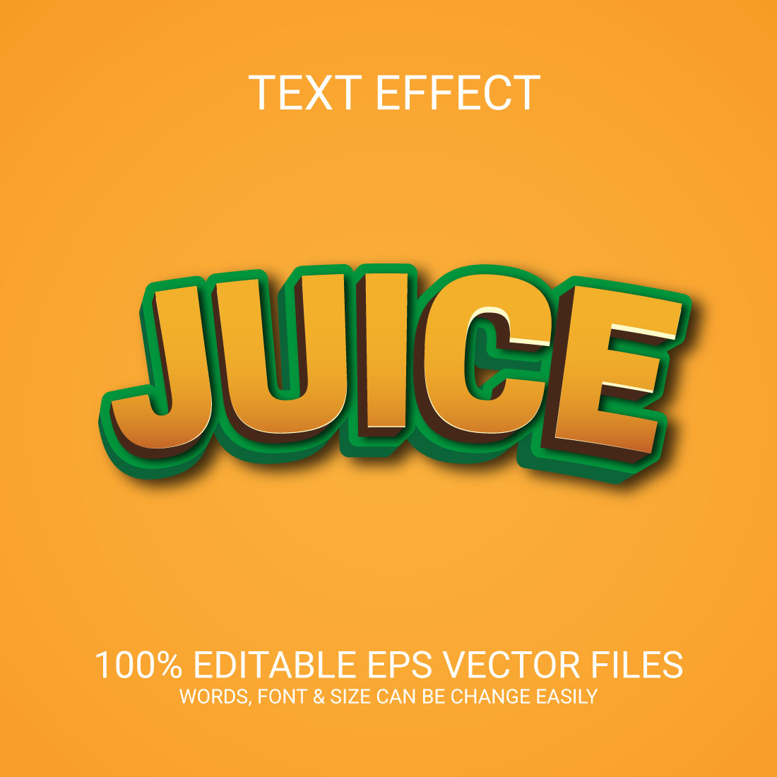 Juice 3D Vector Eps Text Effect Design preview image.