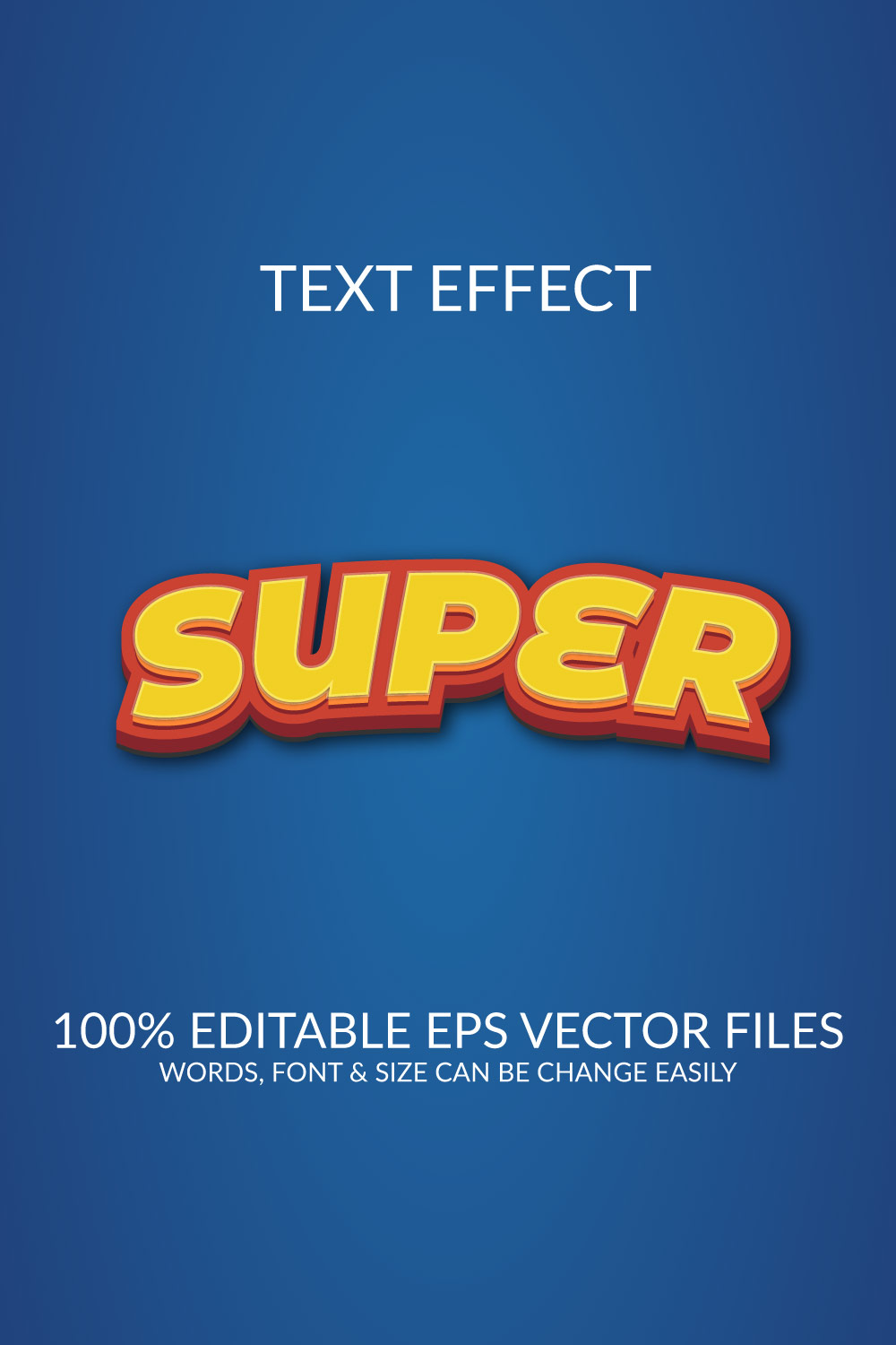 Super Fully Editable Vector Text Effect Template pinterest preview image.