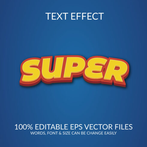 Super Fully Editable Vector Text Effect Template cover image.