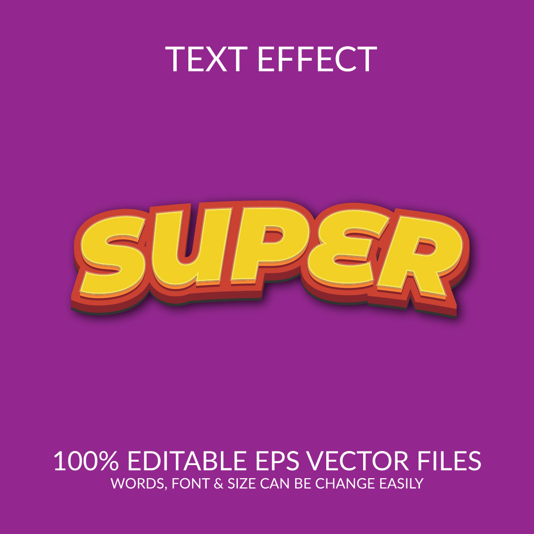 Super Fully Editable Vector Text Effect Template preview image.