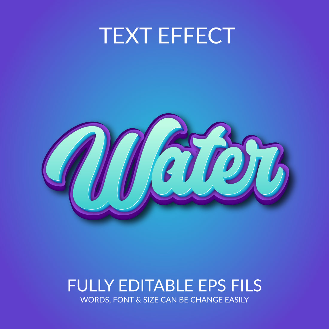 Water Editable Vector Eps 3d Text Effect Template Design cover image.