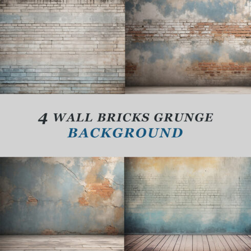 4 Wall Bricks Grunge Background Bundle cover image.