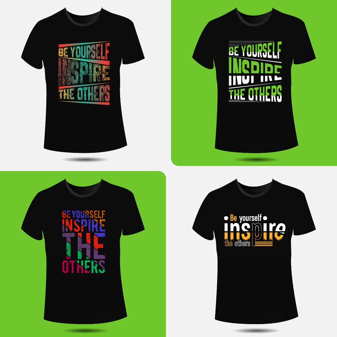 Typography t-shirt design motivational quotes, 4 Design Bundle preview image.