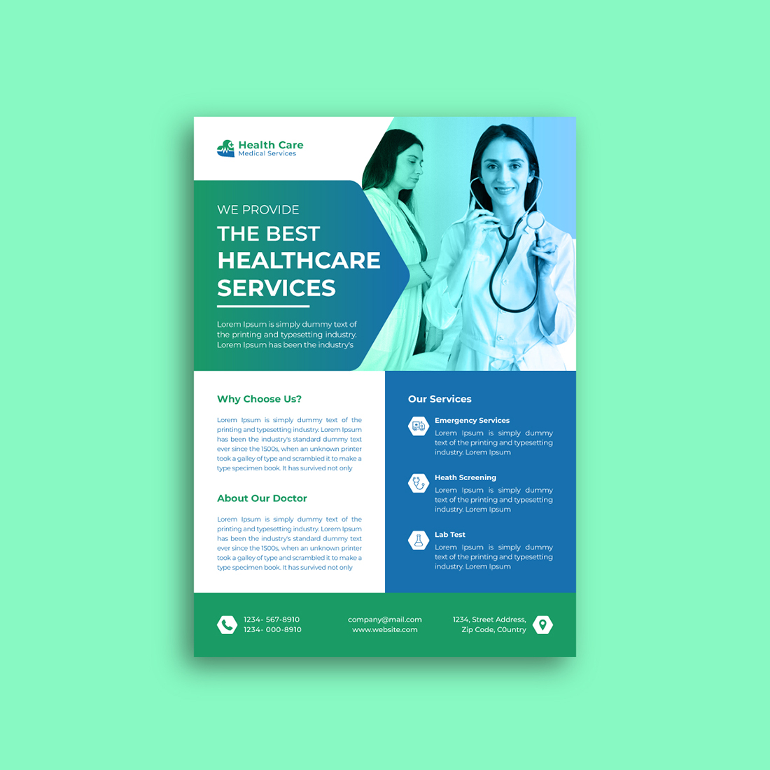 Medical and Healthcare Flyer Template cover image.