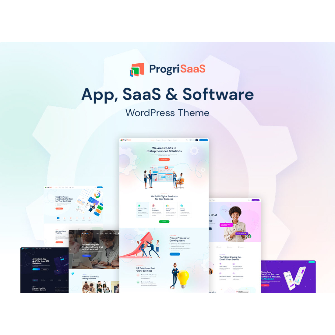 ProgriSaaS - Creative Landing Page WordPress Theme preview image.