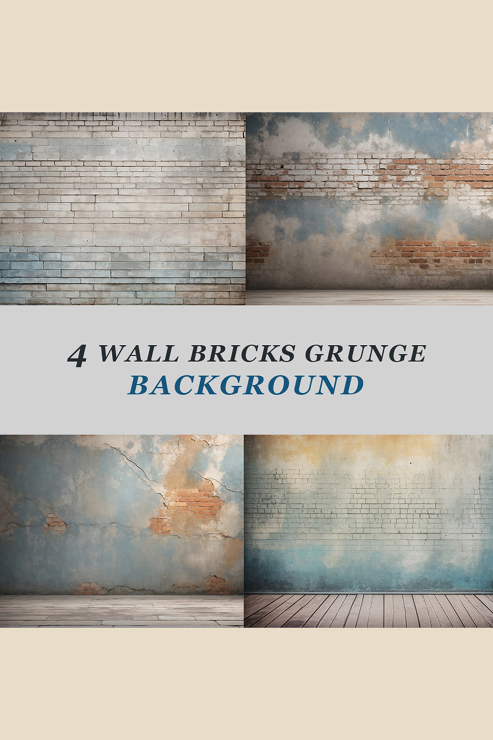 4 Wall Bricks Grunge Background Bundle pinterest preview image.