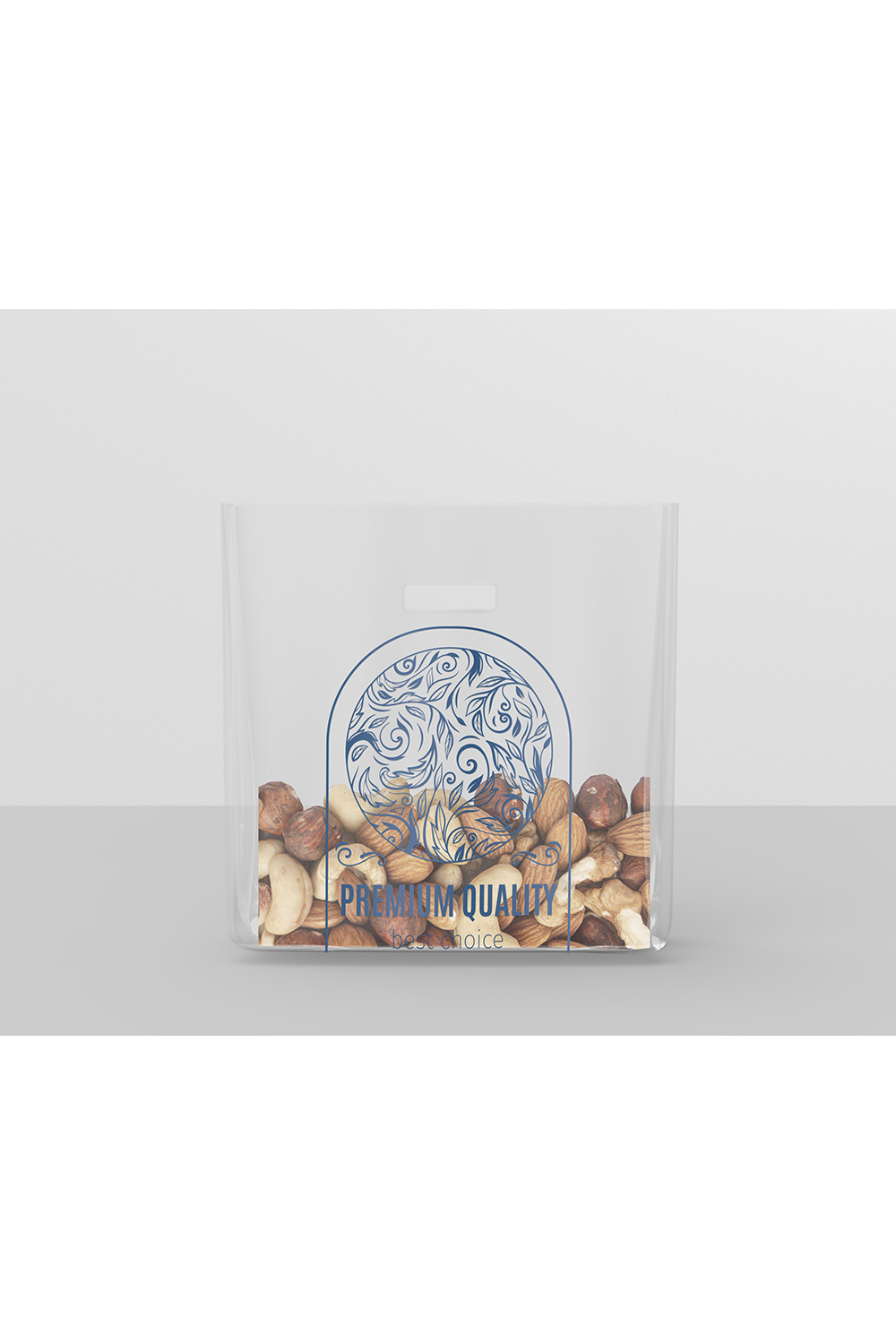 Transparent Bag with Cutout Handle Packaging Mockup pinterest preview image.