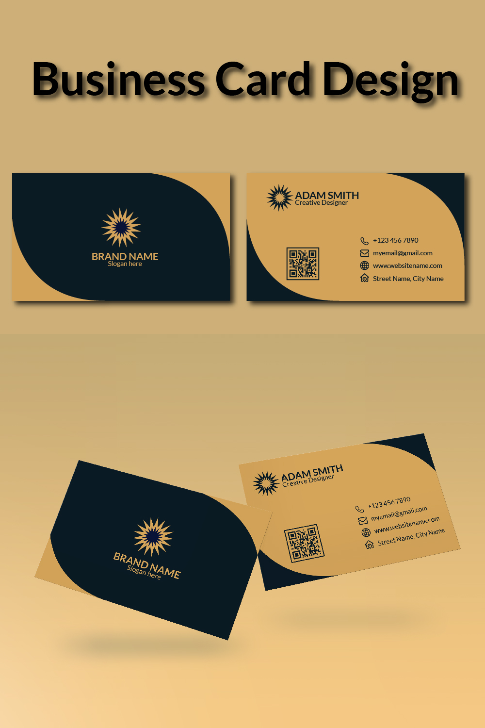 Luxury Business Card Design Template pinterest preview image.