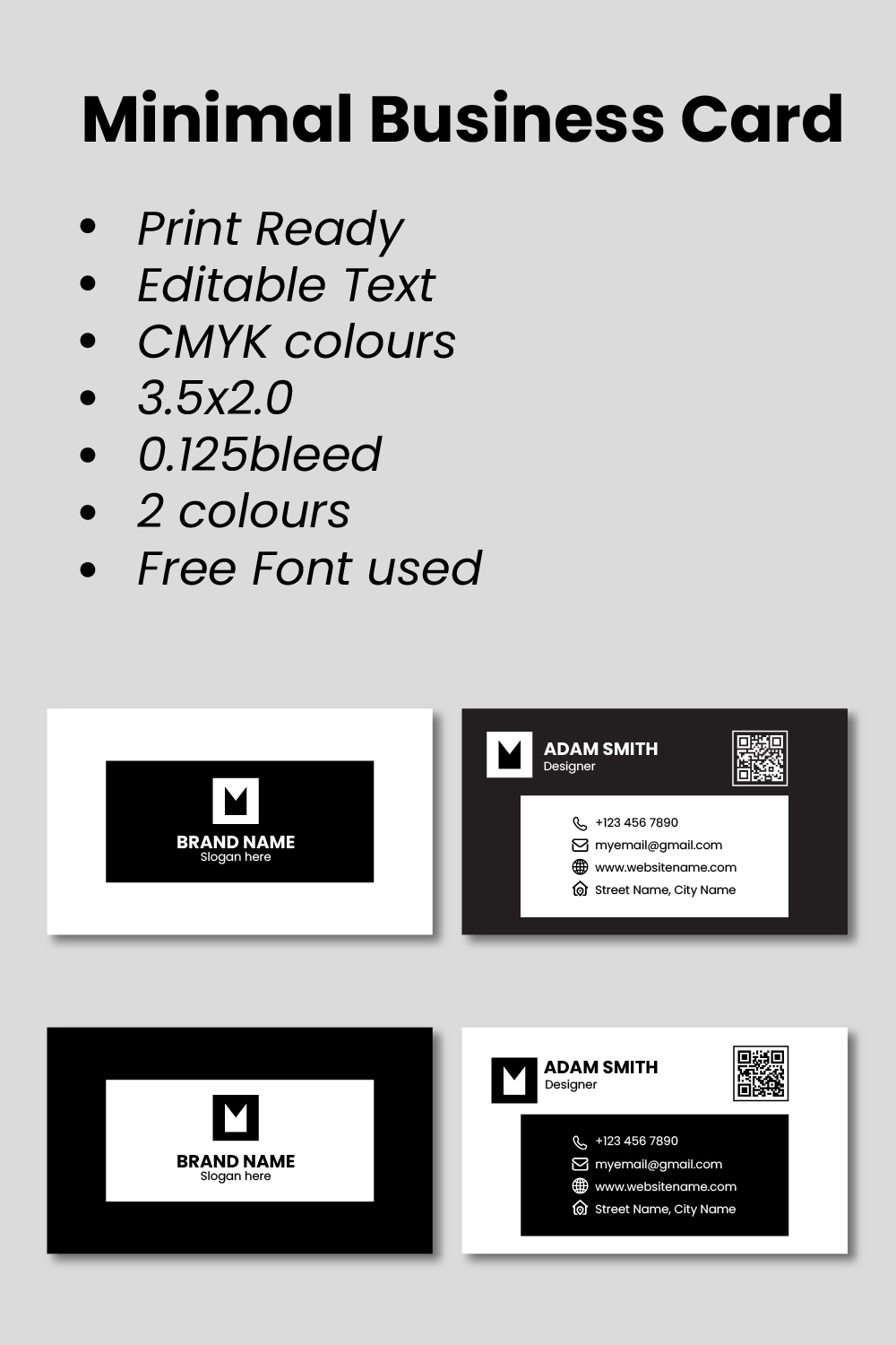 Simple and minimal Business Card Design pinterest preview image.