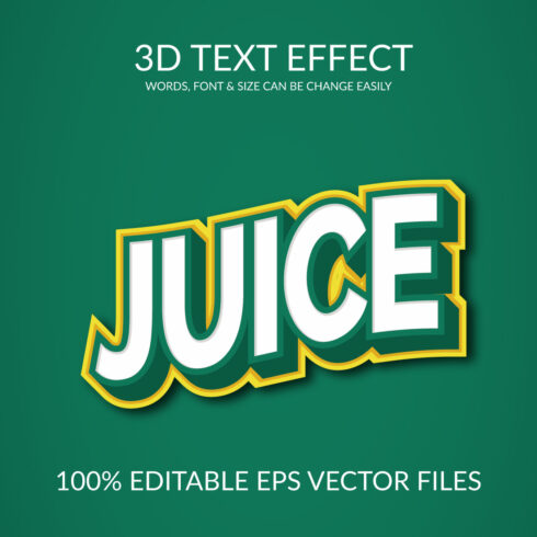 Juice 3D Editable Eps Text Effect Design cover image.