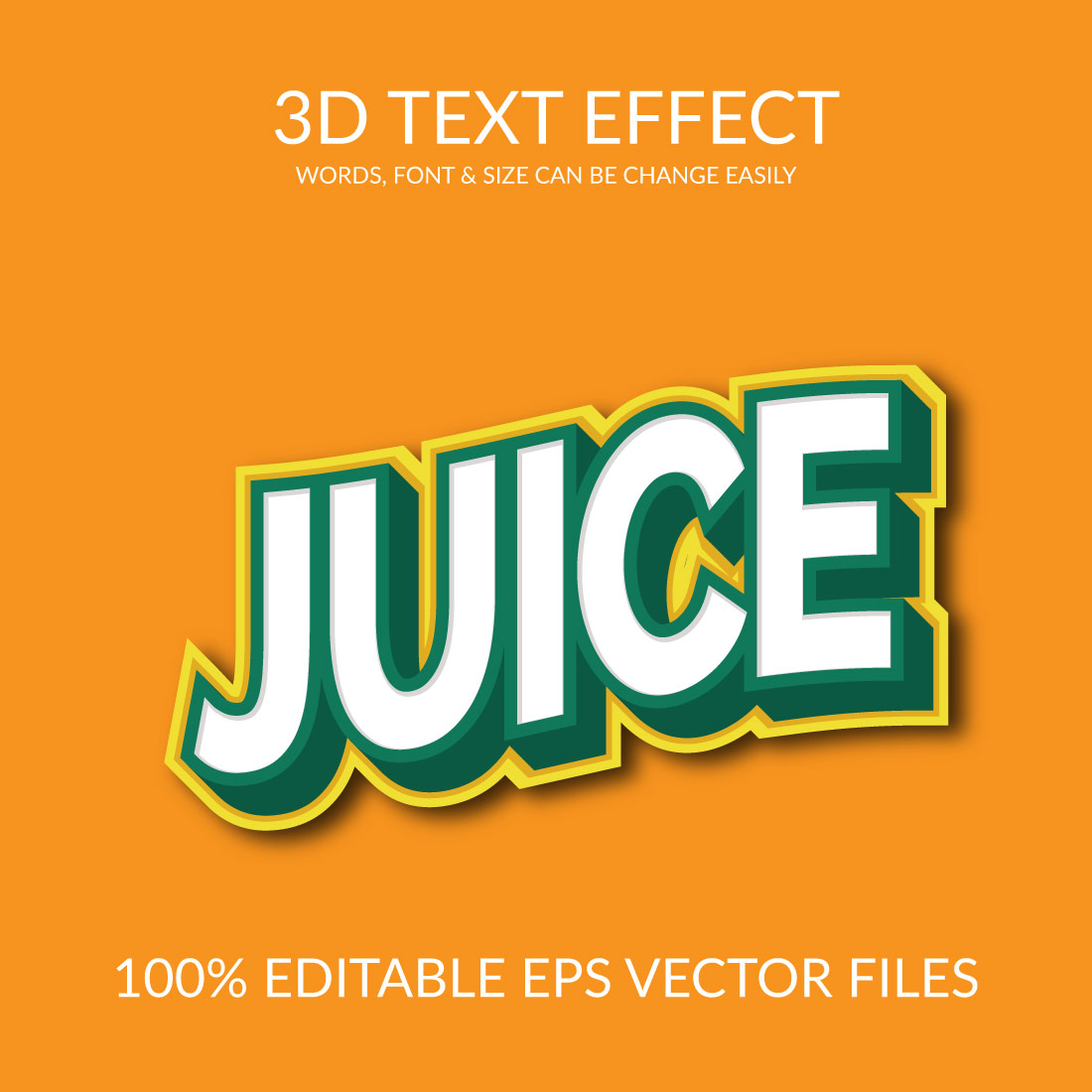 Juice 3D Editable Eps Text Effect Design preview image.