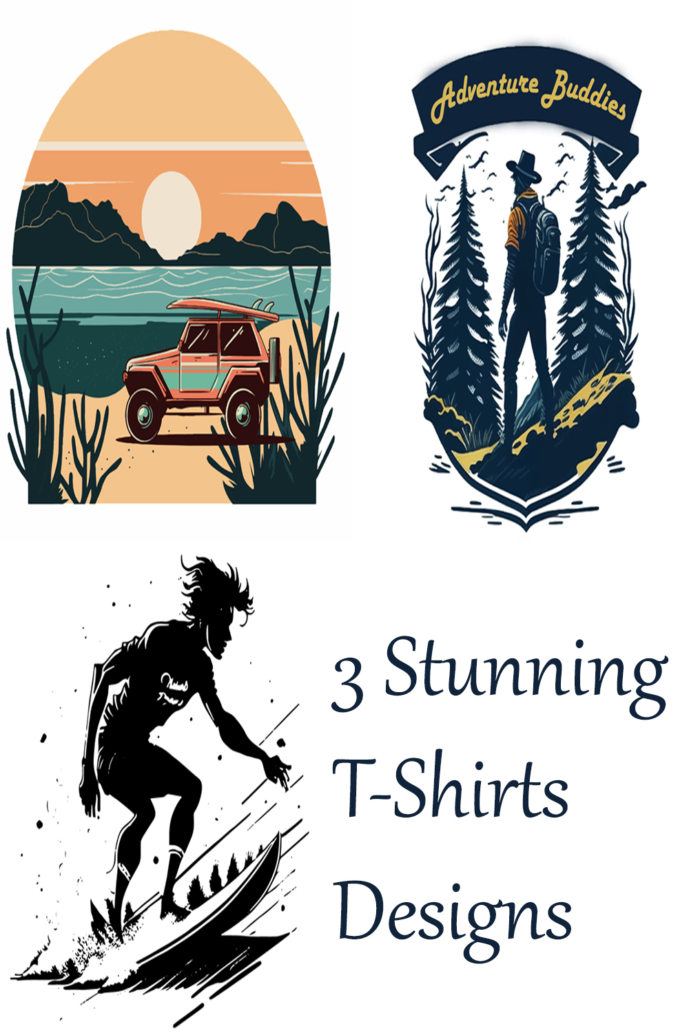 3 T-Shirts Designs for Tour pinterest preview image.