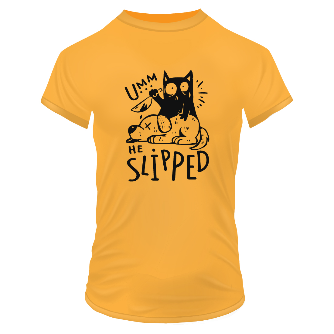 Umm, he slipped Cute funny cat killed or murdered the dog Vector Illustration for tshirt cover image.