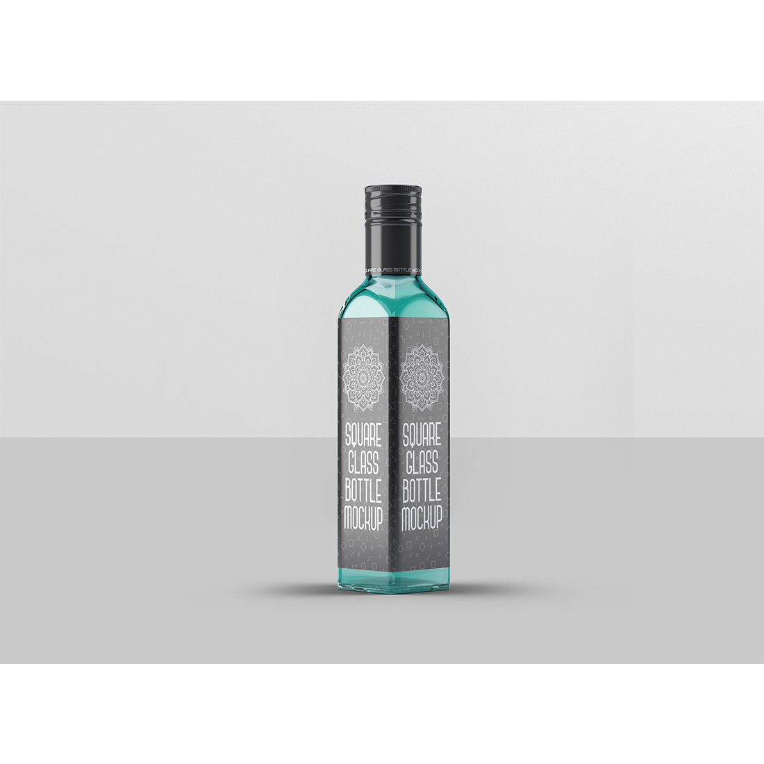 Square Glass Bottle Mockup preview image.