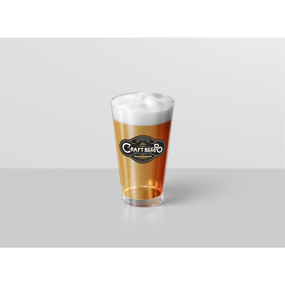 Realistic Beer Glass Mockup preview image.