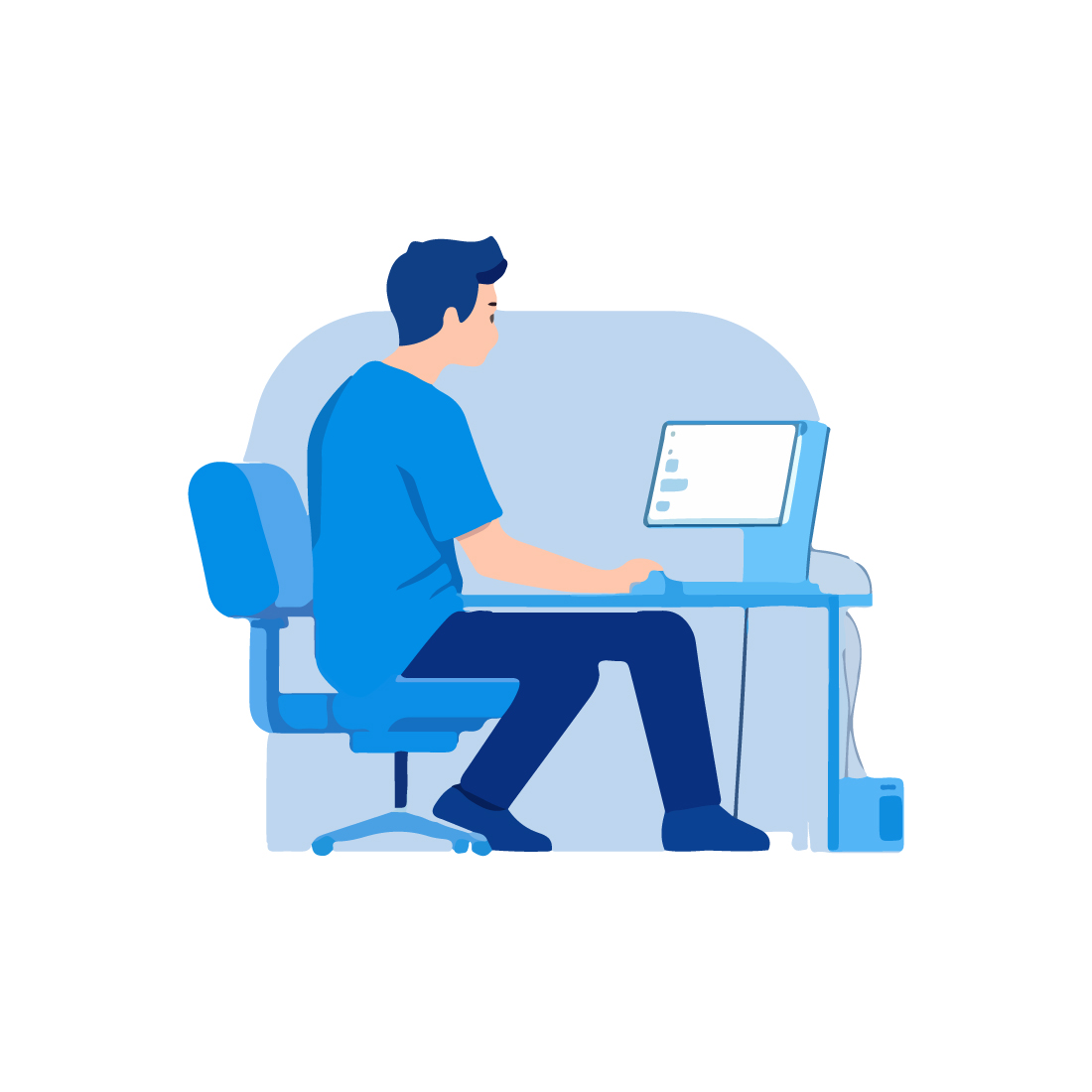 Man Working Vector Art On White Background preview image.
