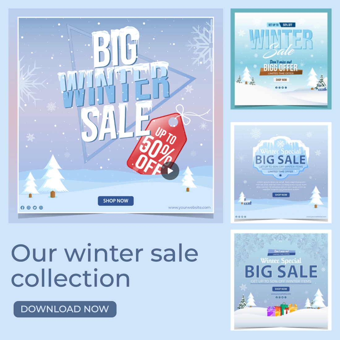 set of winter sale collection template preview image.