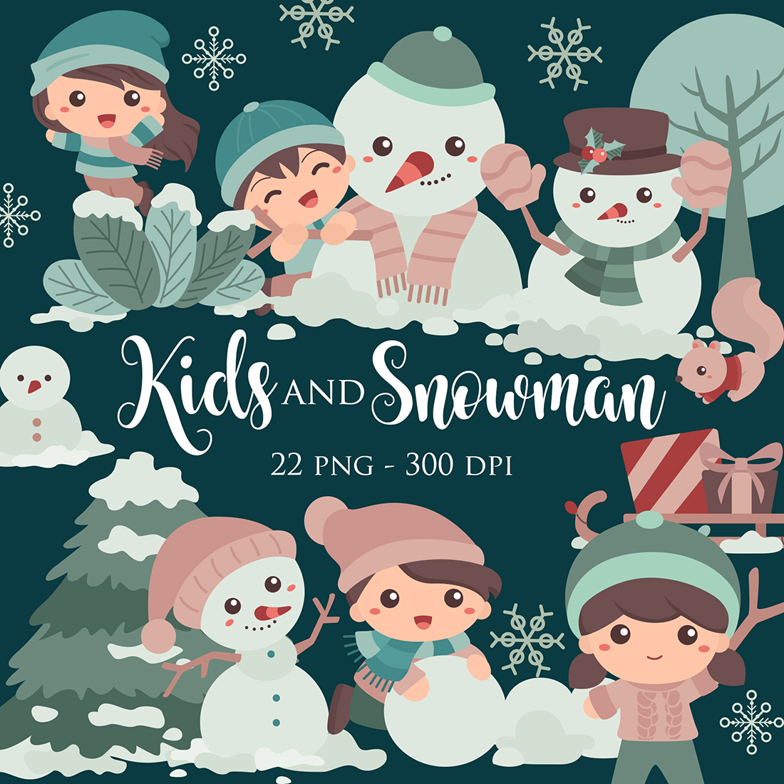 Cute Snowman Cartoon Vector Icon Illustration - Snowman - Sticker