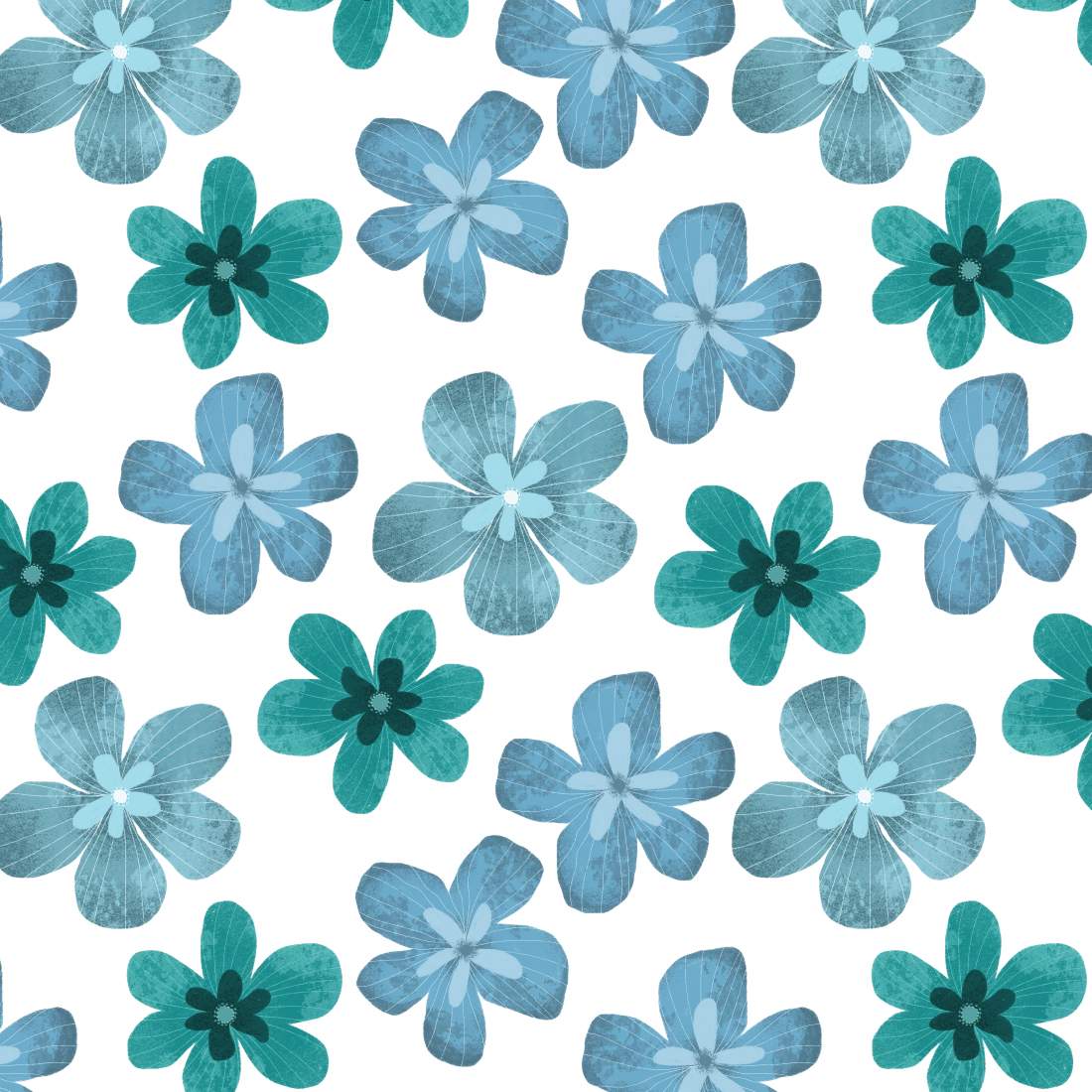 Blue floral digital papers preview image.
