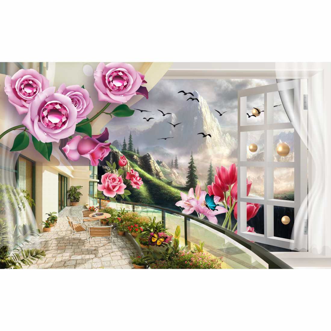 beautiful 3d fantasy flower and butterfly fantasy wallpaper cover image.