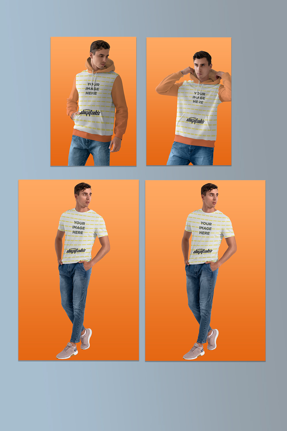 13 Modern Isolated Apparel T-shirt Design Mock-up Templates pinterest preview image.