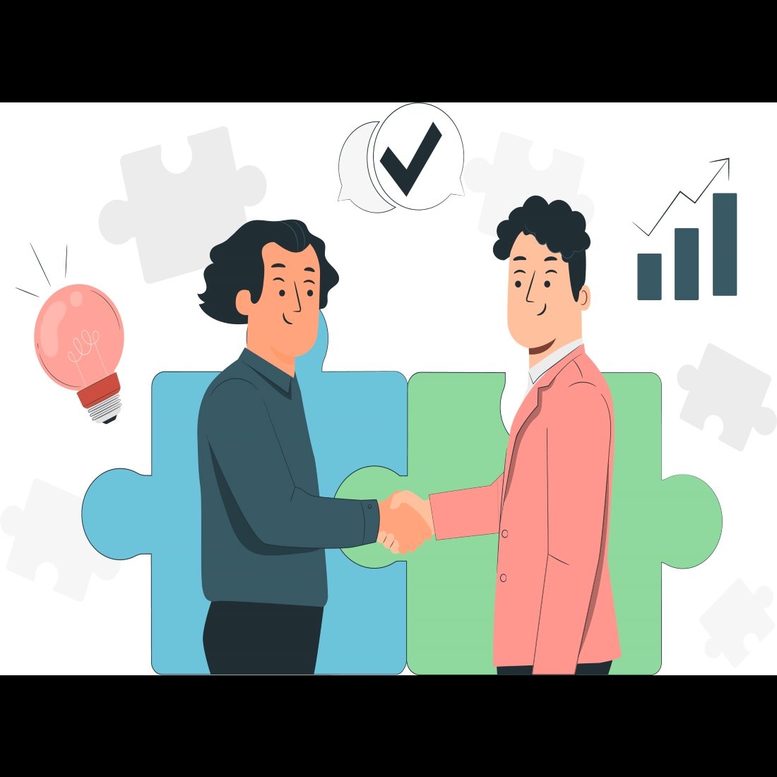 business partnership meeting vector illustration preview image.