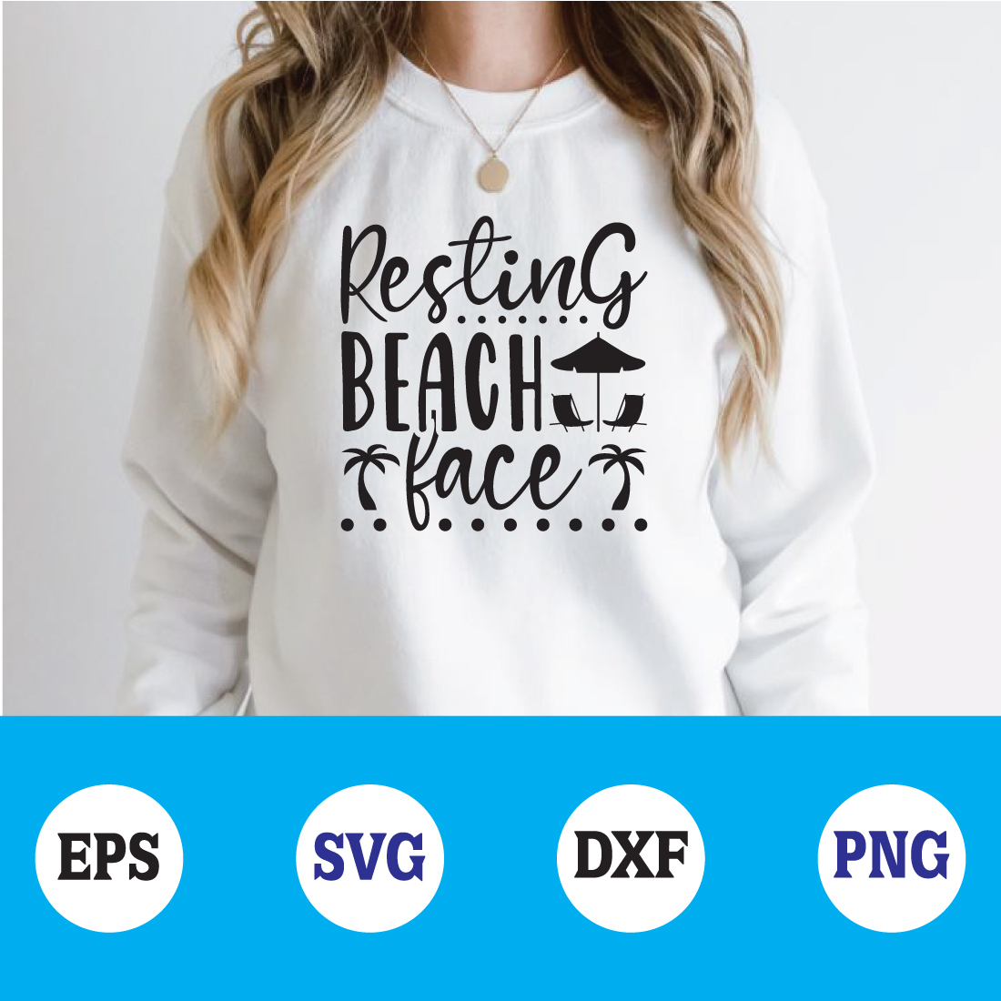 resting beach face svg preview image.