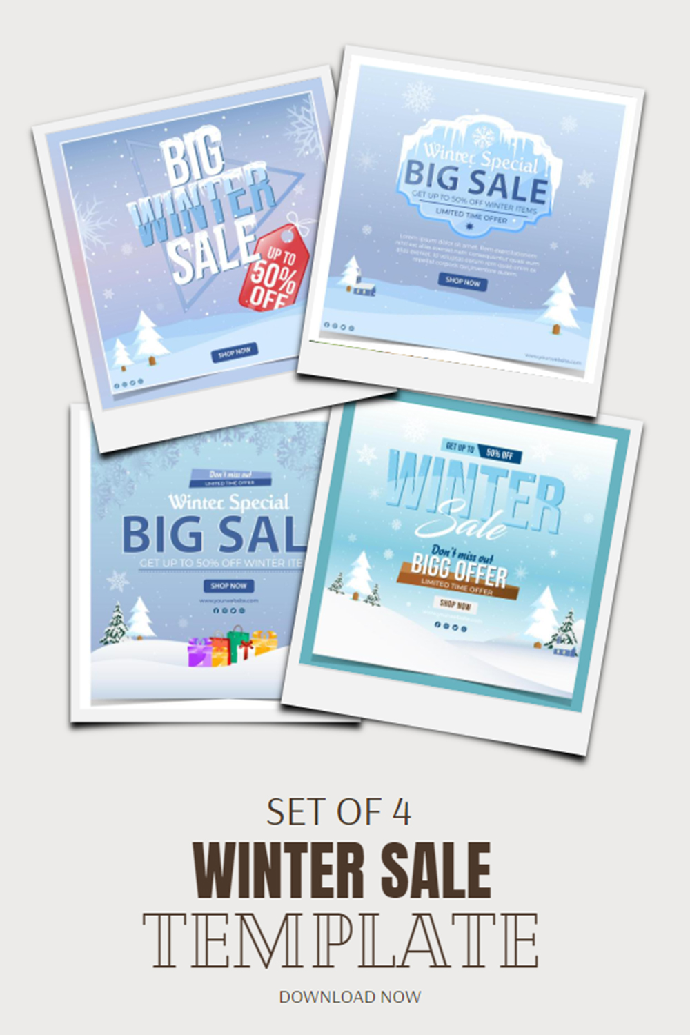set of winter sale collection template pinterest preview image.