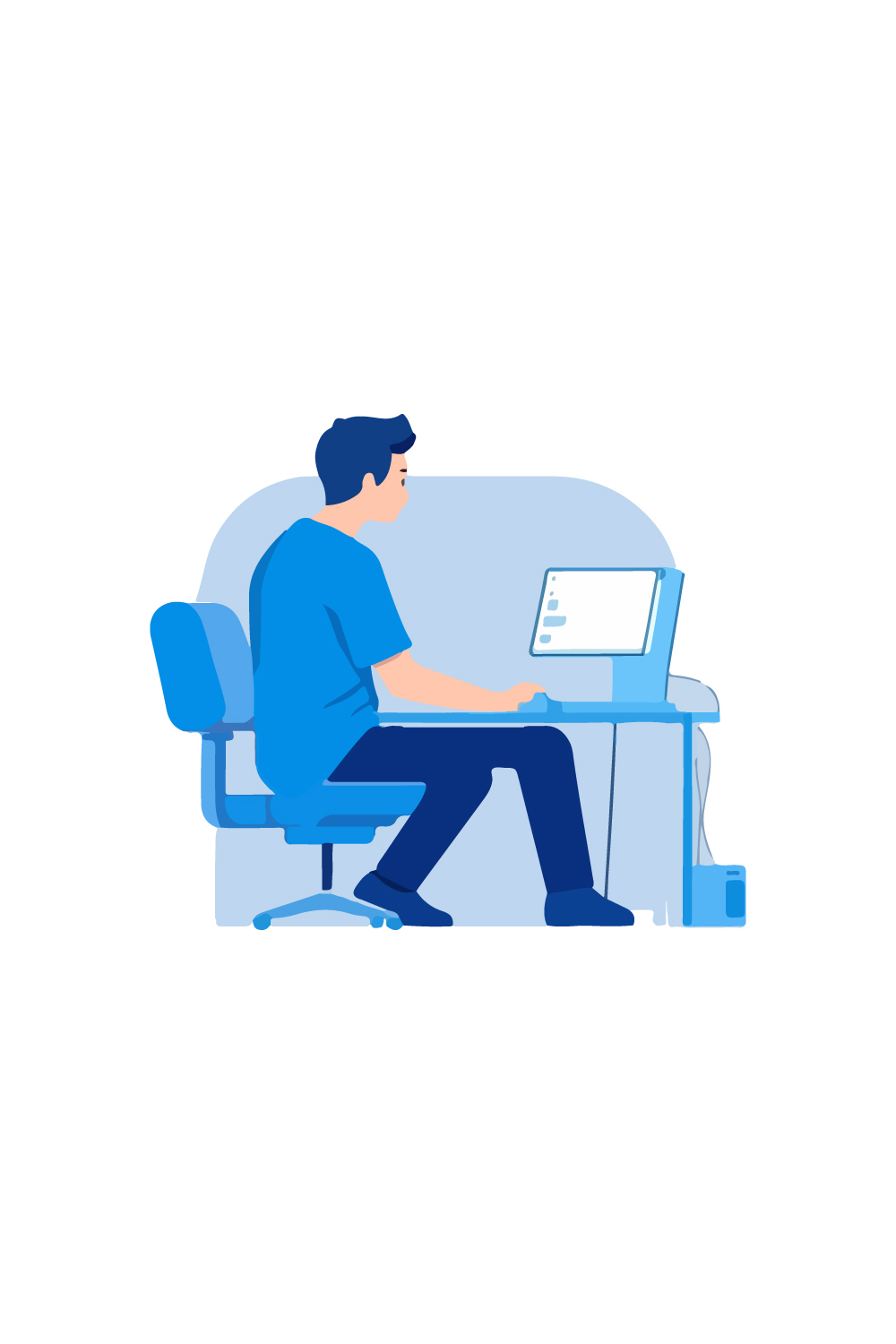 Man Working Vector Art On White Background pinterest preview image.