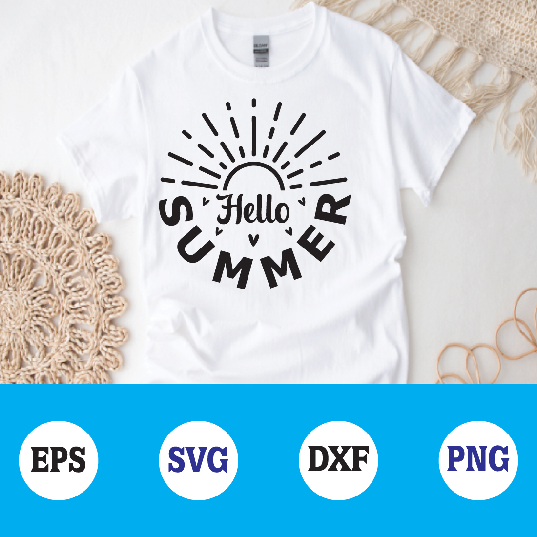 hello summer svg preview image.