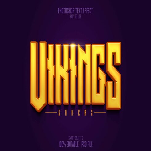 3D - Vikings - Gaming - Fully Editable Text - PSD File cover image.